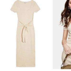 Rib knit tie waist maxi dress